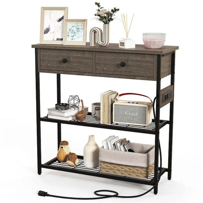 Costway Entryway Table with Charging Station Narrow Console Table with - See Details