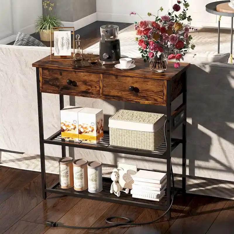 Costway Entryway Table with Charging Station Narrow Console Table with - See Details