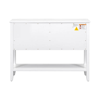 White 4-drawer Buffet Sideboard Console Table with Bottom Shelf