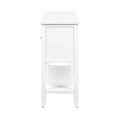 White 4-drawer Buffet Sideboard Console Table with Bottom Shelf