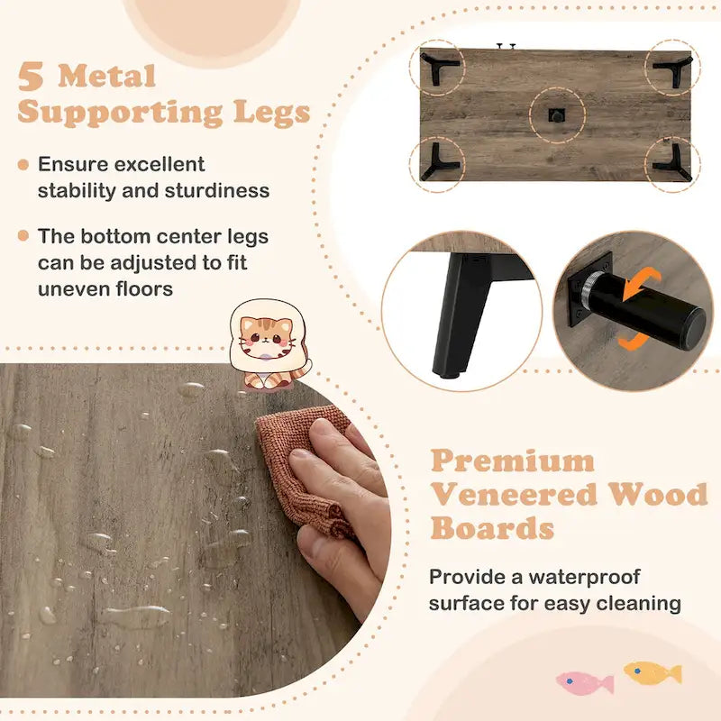 Gymax Cat Litter Box Enclosure 5-in-1 Enlarged Cat Litter Cabinet