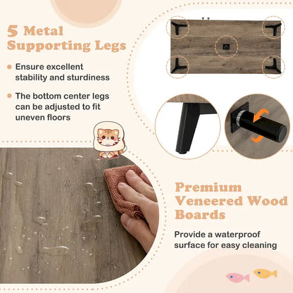 Gymax Cat Litter Box Enclosure 5-in-1 Enlarged Cat Litter Cabinet