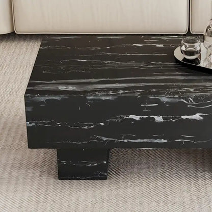 43.3 MDF Coffee Table with Black Marble Texture, 300lbs Capacity