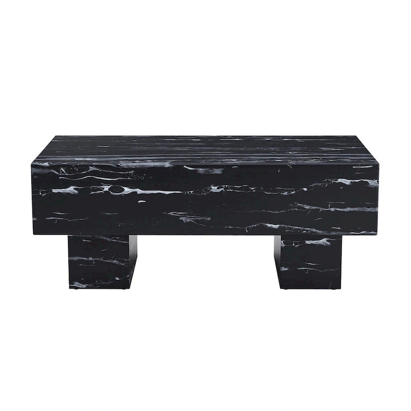 43.3 MDF Coffee Table with Black Marble Texture, 300lbs Capacity