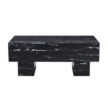 43.3 MDF Coffee Table with Black Marble Texture, 300lbs Capacity