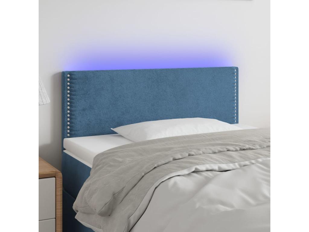 Dark Blue LED Headboard 100x5x78-88 Velvet