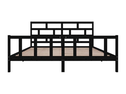 Black bed frame, solid pine wood, 200x200 cm