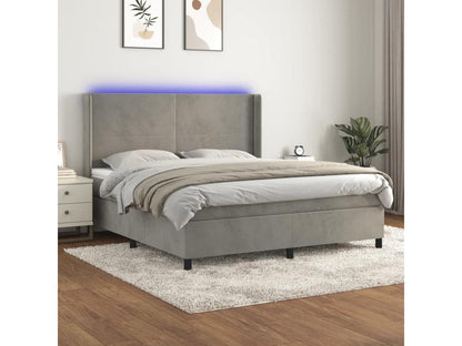 Doucezen bed base with mattress and LED light grey 180x200 cm