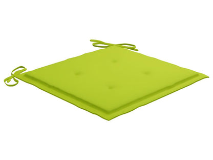 Set of 4 garden chairs with bright green cushions, teak wood