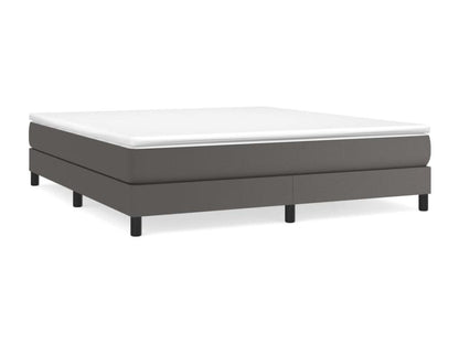 Upholstered bed base with mattress, Grey, 180x200 cm, Faux Leather