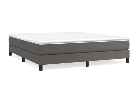 Upholstered bed base with mattress, Grey, 180x200 cm, Faux Leather
