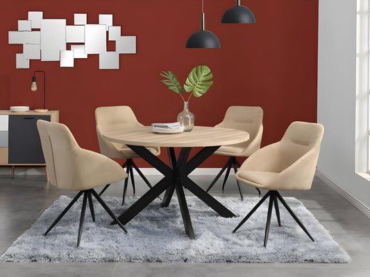 Homzora Dining Table - 4 people - MDF / Metal - Oak and Black