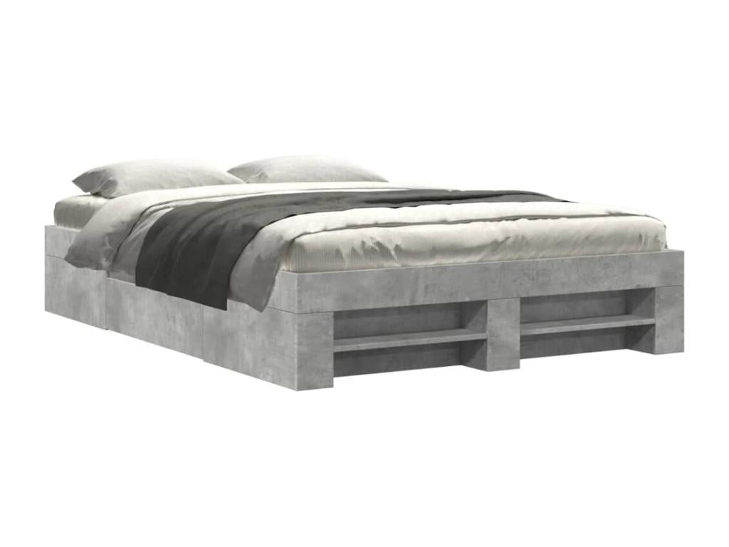 Bed frame without mattress, concrete grey, 120x190 cm, engineered wood