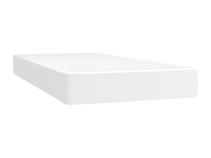 Upholstered bed base with mattress, white, 90x200 cm, faux leather