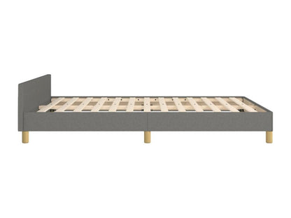 Bed frame with headboard, dark grey, 140x200 cm, fabric