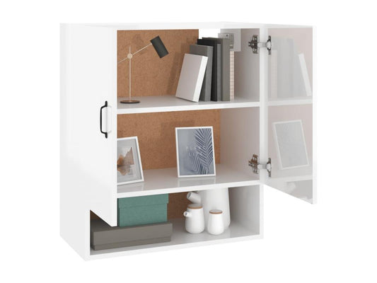 Glossy white wall cabinet 60x31x70 Engineered wood