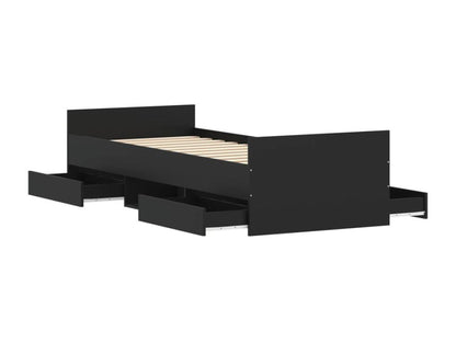 Black bed frame with headboard/footboard 75x190 cm
