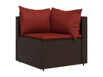 Garden corner sofas and cushions, 2 pieces, brown woven resin