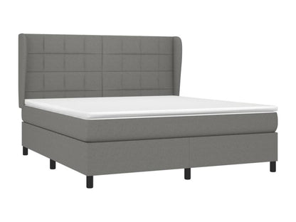 Upholstered bed base with mattress, dark grey, 180x200cm, fabric