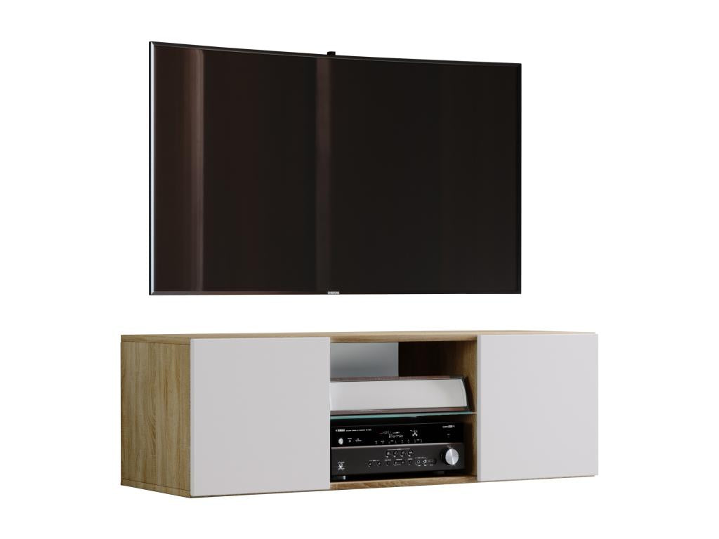 Doucezen Wooden Wall-Mounted TV Unit, Low Wall-Mounted TV Cabinet, Jusa Oak Table, Doucezen - 95