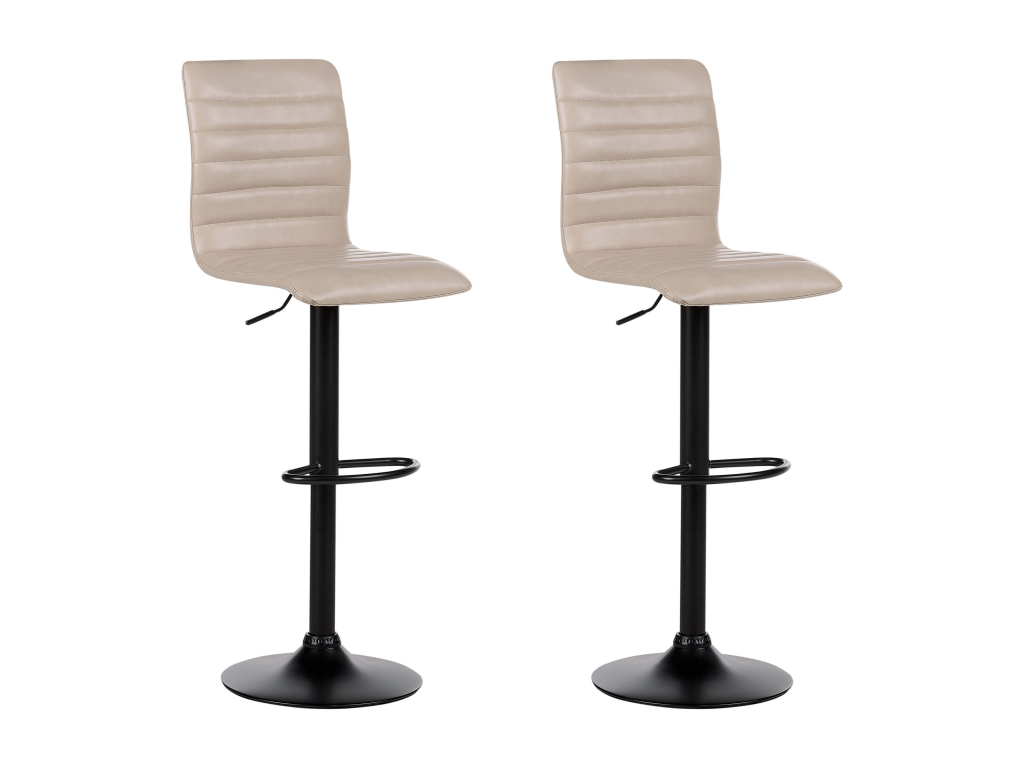 Set of 2 Homzora bar stools in light beige PU leather