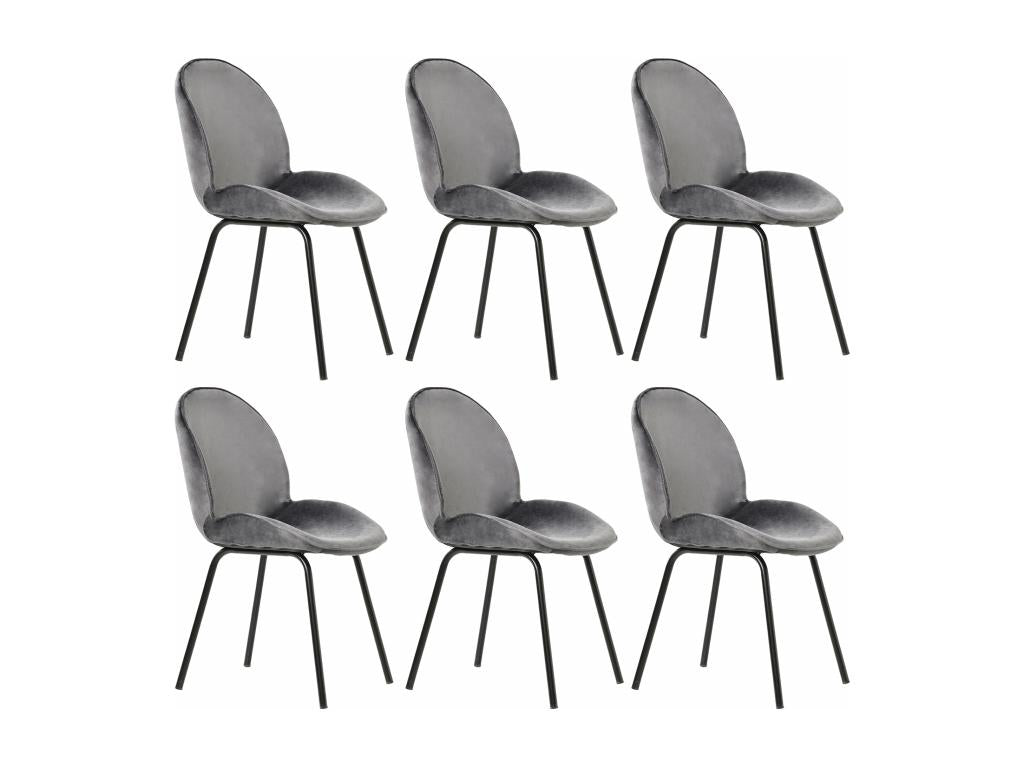 Set of 6 velvet dining chairs - round backrest, 73cm diameter x 53cm height