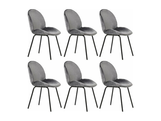 Set of 6 velvet dining chairs - round backrest, 73cm diameter x 53cm height