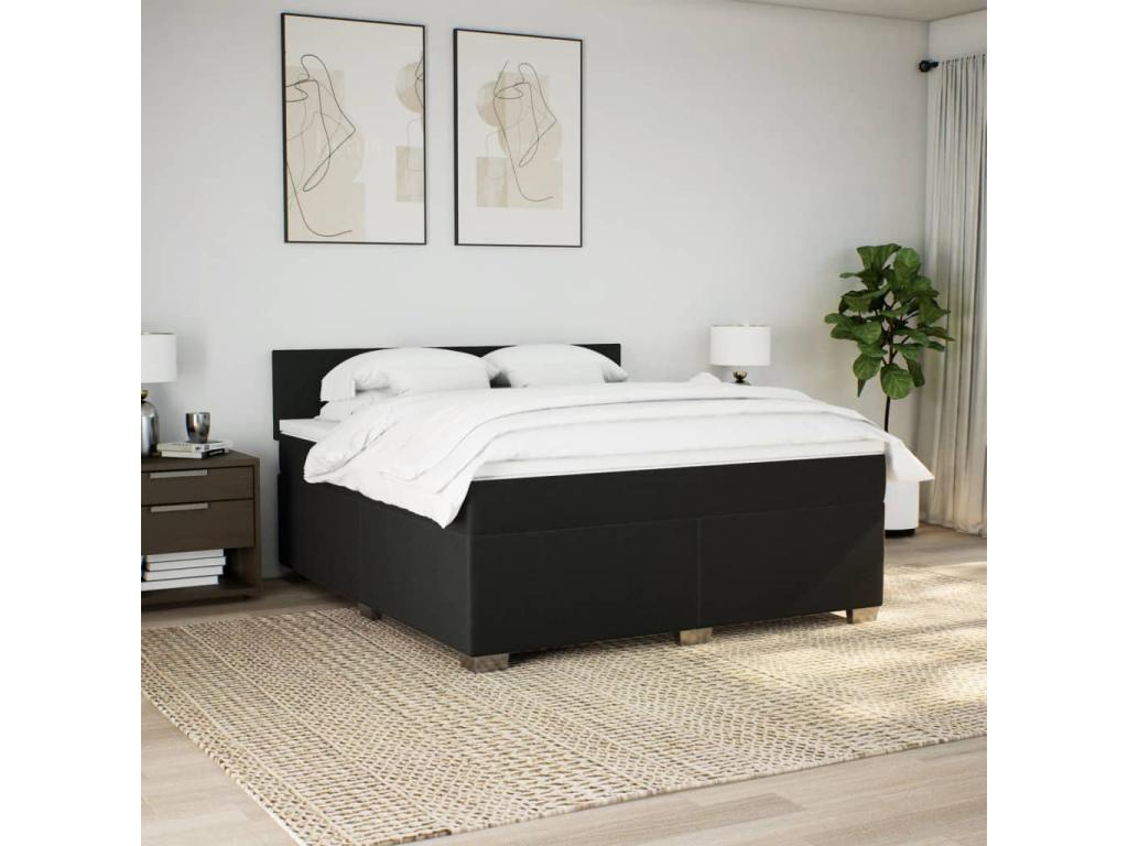 Doucezen bed base with black mattress, 180x200 cm, fabric