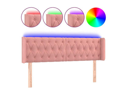 Pink LED Headboard 163x16x78/88 cm Velvet