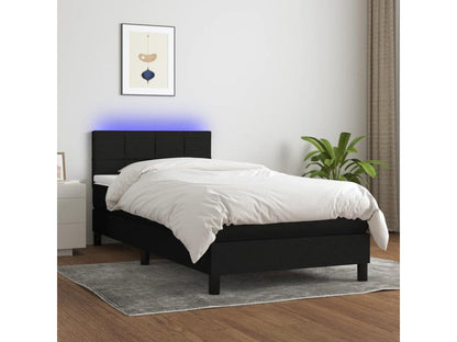 Doucezen bed base with mattress and LED, black, 90x200cm, fabric