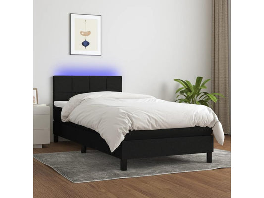 Doucezen bed base with mattress and LED, black, 90x200cm, fabric