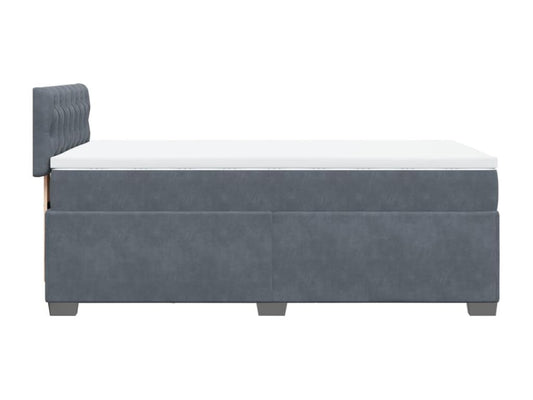 Homzora bed base and mattress, dark grey, 80x200 cm, velvet
