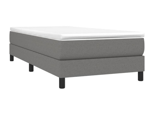 Upholstered bed base with mattress, dark grey, 80x200 cm, fabric
