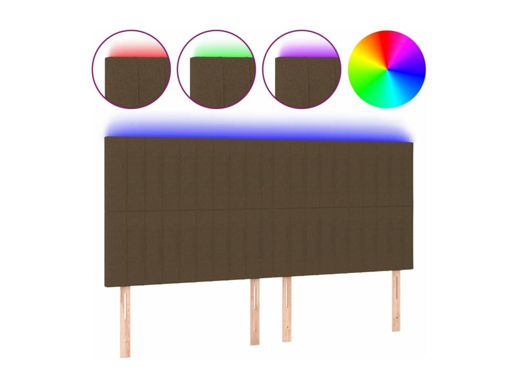 LED Headboard, Dark Brown, 180x5x118/128 cm, Fabric