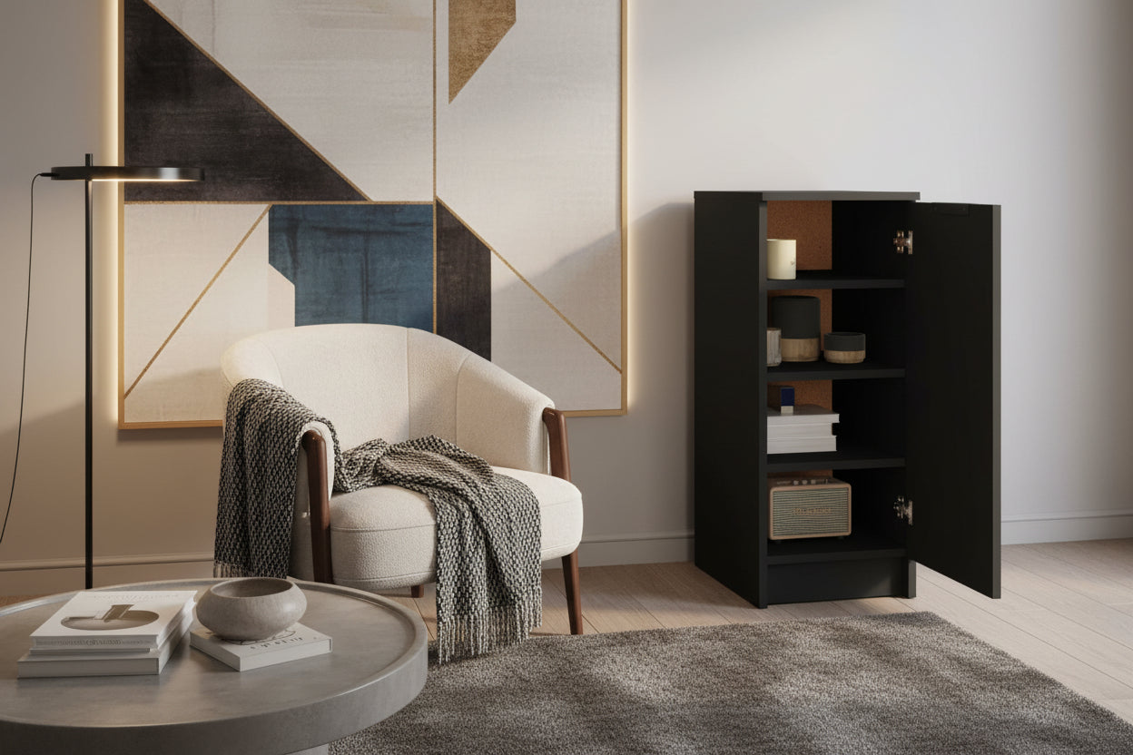 Black shoe cabinet 30x35x70 engineered wood