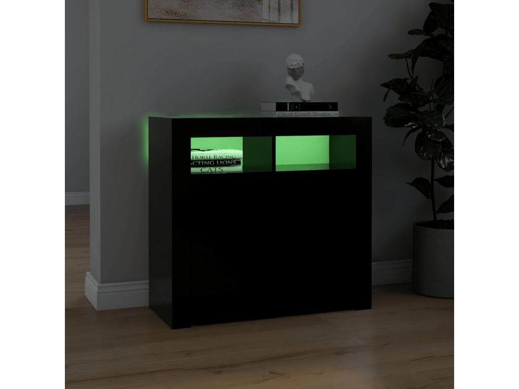 Buffet with LED lighting, black, 80x35x75 cm