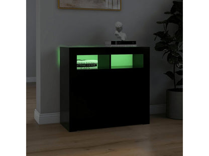 Buffet with LED lighting, black, 80x35x75 cm
