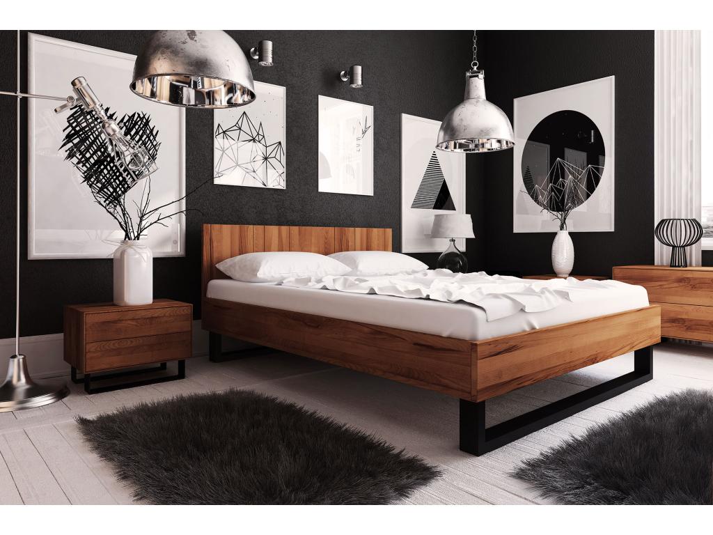 Homzora - 160x200 bed with headboard in natural oiled beech heartwood