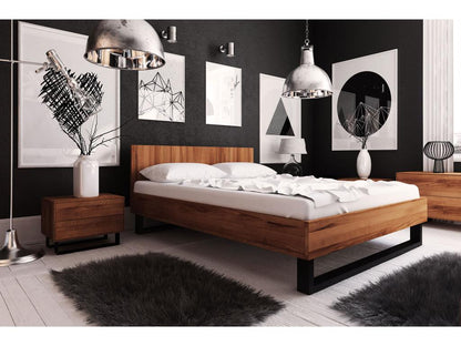 Homzora - 160x200 bed with headboard in natural oiled beech heartwood