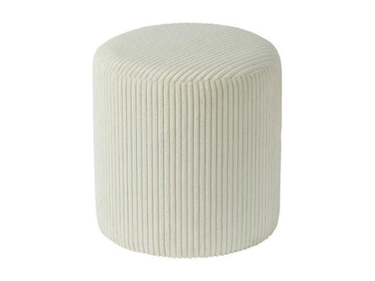 Meublita round white corduroy pouf, set of 2
