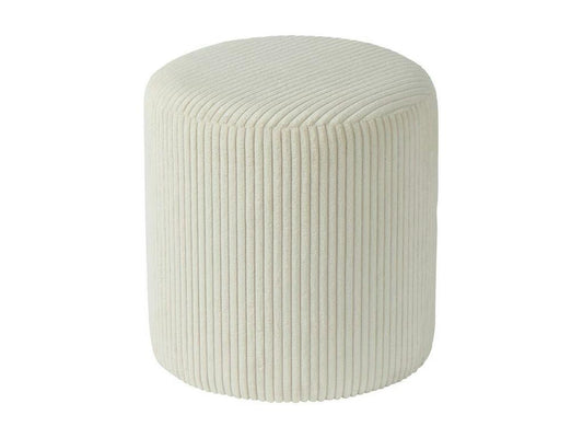 Meublita round white corduroy pouf, set of 2