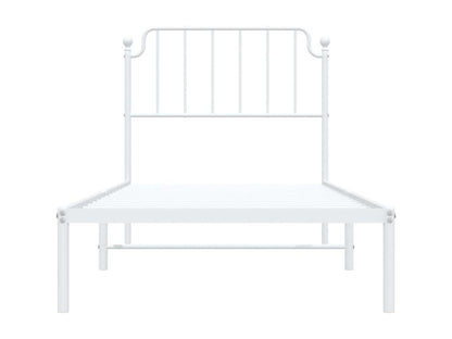 Metal bed frame with white headboard 90x190