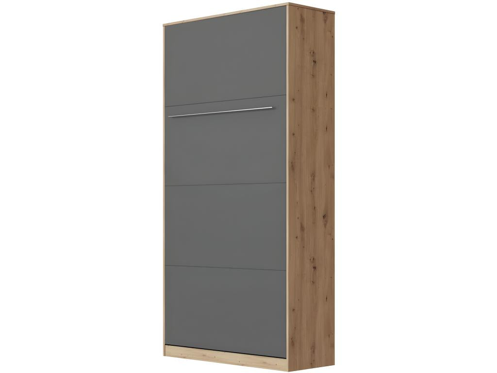 Wall-Mounted Murphy Bed 90x200cm Vertical Folding Bed Wall Bed Doucezenérieur Wild Oak/Anthracite