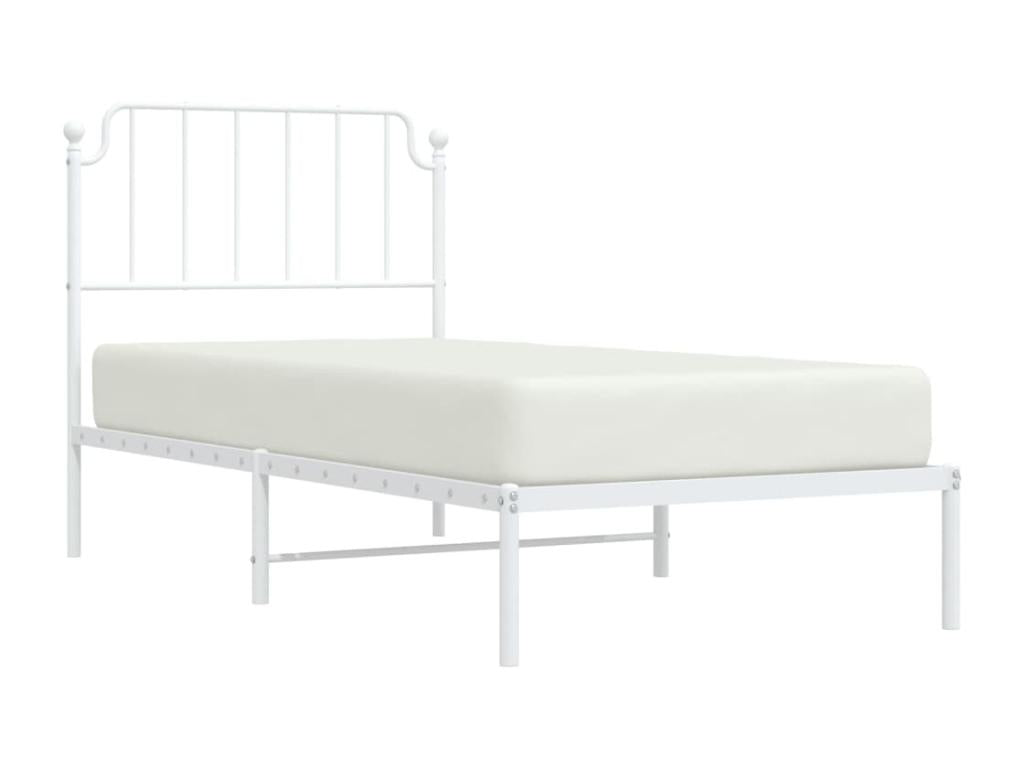 Metal bed frame with white headboard 90x190