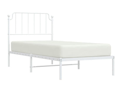 Metal bed frame with white headboard 90x190