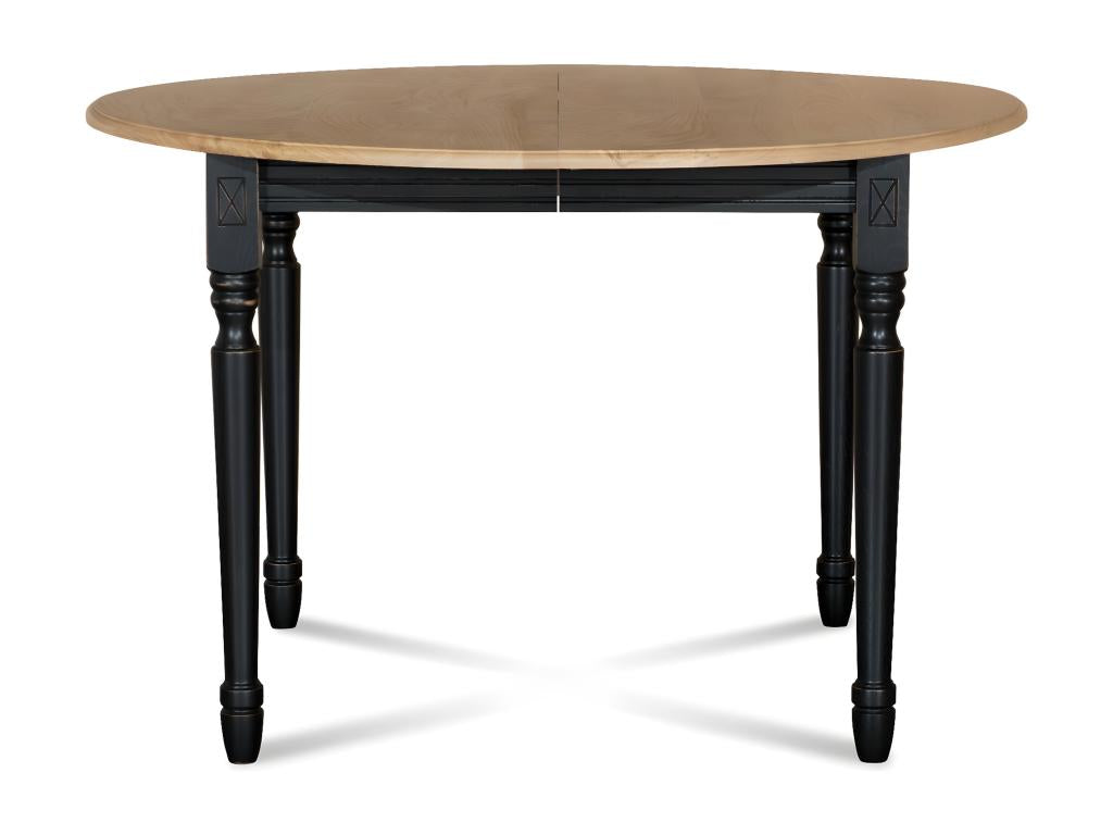 Round extendable wooden table D115 with 1 extension leaf and turned legs - VICTORIA
