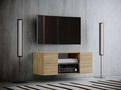 Doucezen Wooden Wall-Mounted TV Unit, Low Wall-Mounted TV Cabinet, Jusa Oak Table, Doucezen - 95