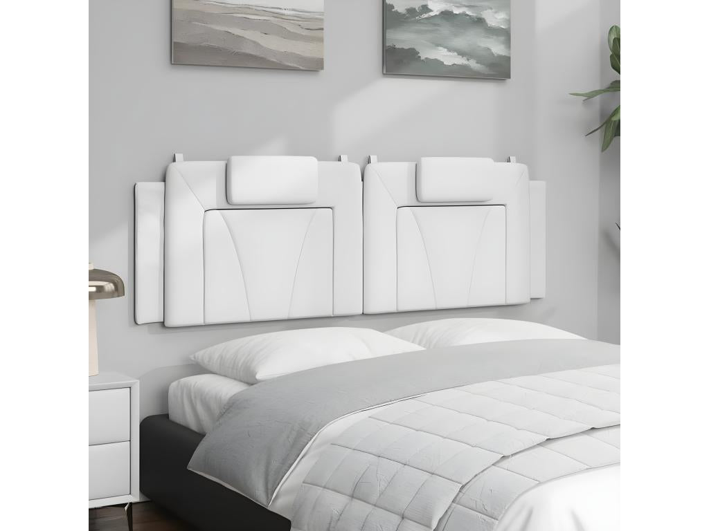 White faux leather headboard cushion, 160 cm