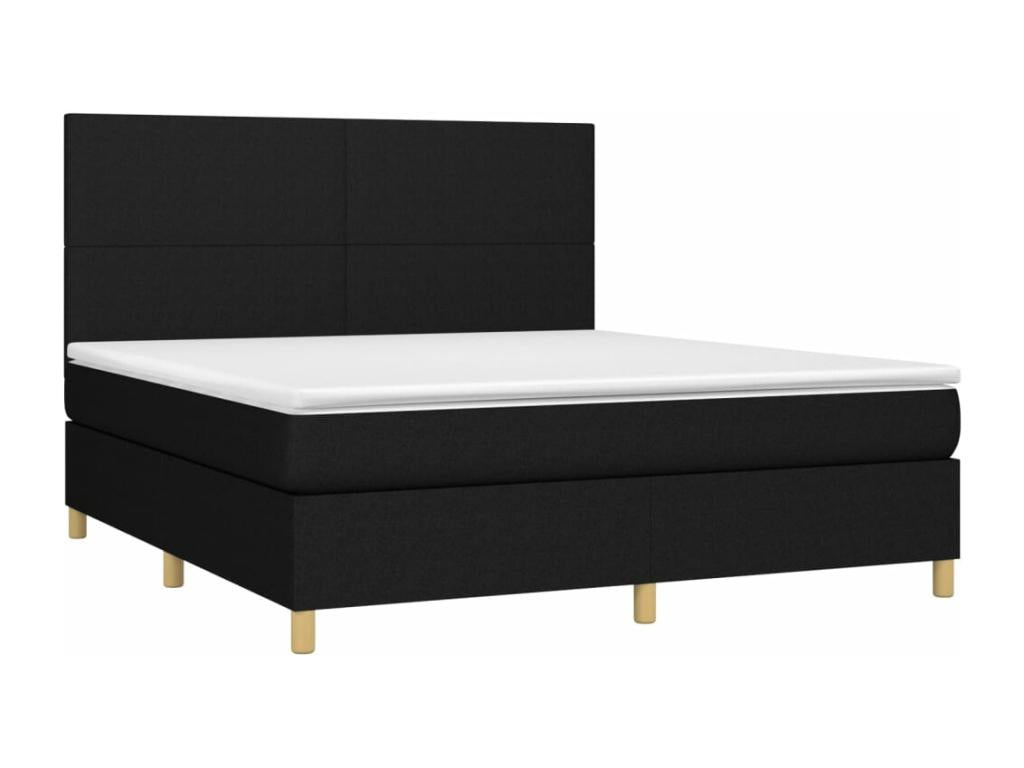 Homzora bed base and mattress with LED lighting, black, 180x200 cm, fabric