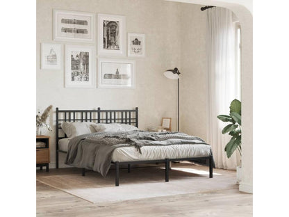 Metal bed frame with black headboard, 140x200 cm